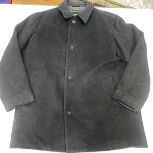 Claiborne Mens Italian Wool Blend Overcoat Dark Gray XL Full Length